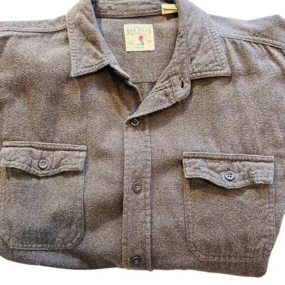 Red‎ Head Brand Co Button Up Long Sleeve Shirt Men's X-Large Brown - Picture 2 of 10